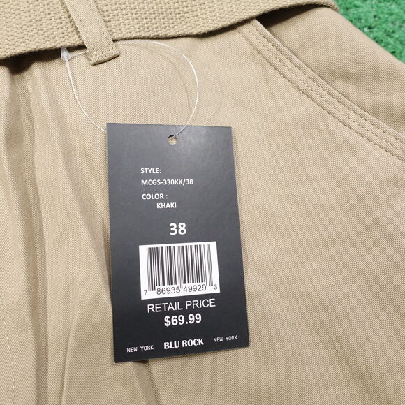 NWT BLU ROCK NEW YORK BEIGE TAN CARGO SHORTS W/ BELT MENS SIZE 38 NEW! - Picture 4 of 8